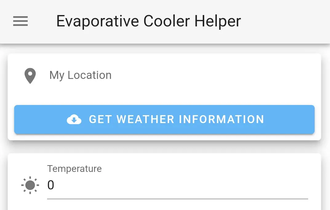 Evaporative Cooler Calculator screenshot